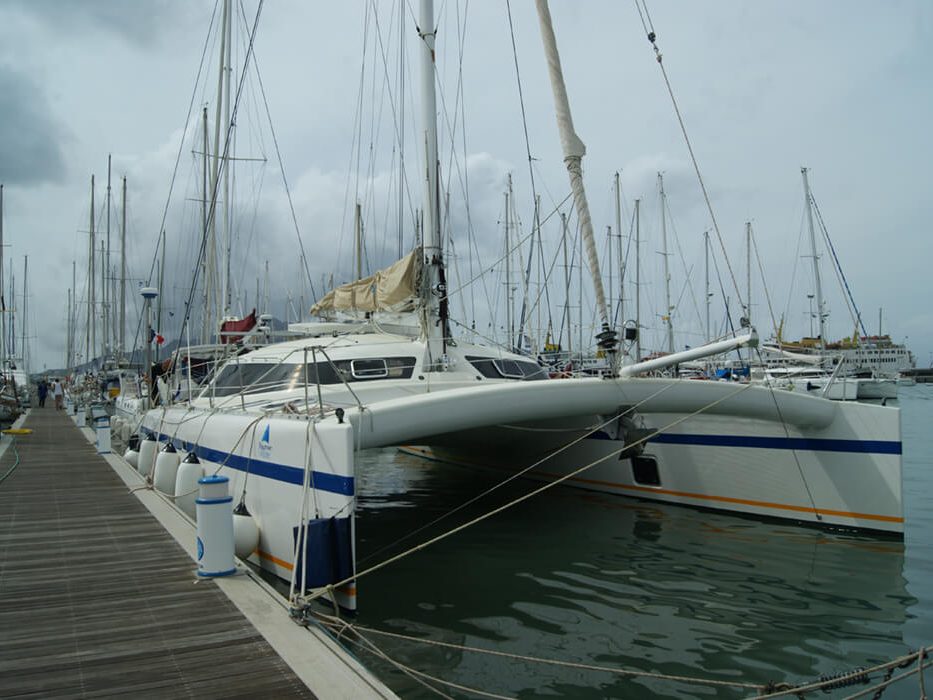 catamaran Freydis 49 Vaovao marina de Mindelo pour le stage performance transat