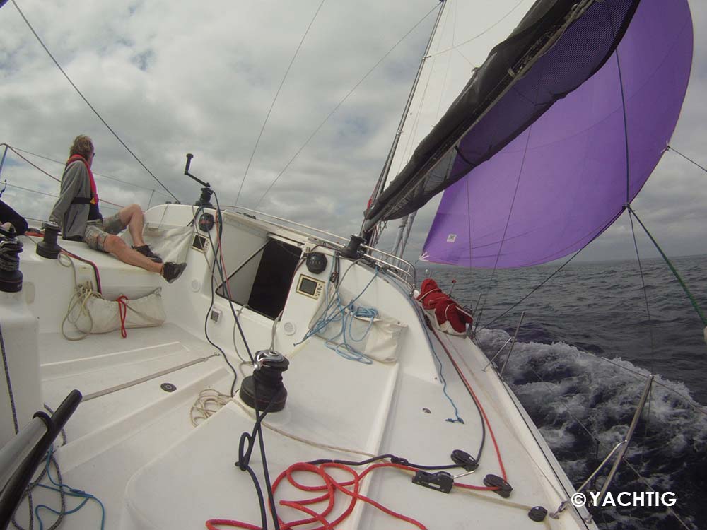 Pogo sous spi vue du cockpit