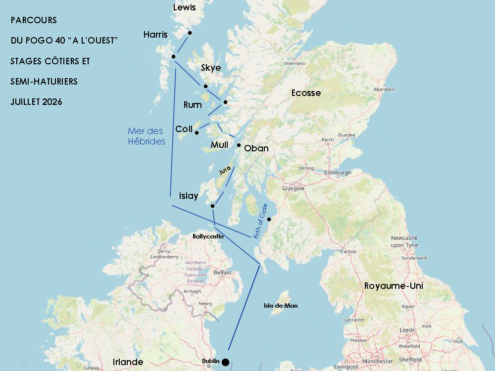 carte de l’Écosse et du parcours du Pogo 40 de Yachtig